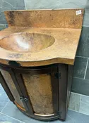 2-Door Small Copper Sink Wood Cabinet