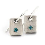 Blue Diamond Rectangle Drop Earrings