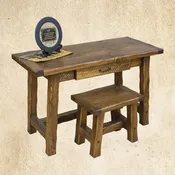 Hand Hewn Student Desk with Bench