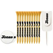 10 Pack of 2-3/4'' Bamboo Tees with Ball Markers and Divot Tool