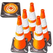 28" Lighted Collapsible Traffic Cone 5 Pack with Bag