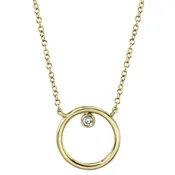 0.03CT 14K Y/G DIAMOND BEZEL CIRCLE NECKLACE