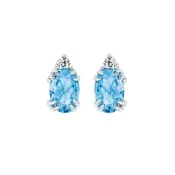 10KT.04CT(2)DIA 6X4OV BL TOPAZ EARS