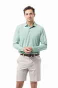 MEN'S SOLMELANGE MINI-STRIPE POLO. GREEN WHITE. 900841MM
