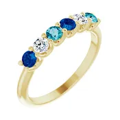 10K Rose Gold 1-6-Stone Family Ring