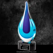 2 Tone Blue Drop Art Glass