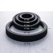 07-109 – 9″ Small Black Vinyl Tire – fits grooved 9″ Outside Diameter Rim