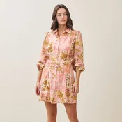 Able - AD2699 Tropical belted mini shirt dress