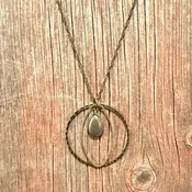 Antique Brass & Pyrite Stone Necklace