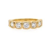 7 Stone Round Bezel Diamond Band