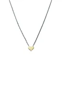14k Tiny Gold Heart on Delicate Sterling Silver Chain