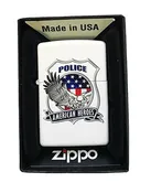 "American Heroes" Police Badge with Eagle - White Matte Zippo Lighter