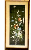 1920s Asian Framed Silk Embroidery Butterflies &amp;amp; Flowers