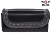 12″ PVC Motorcycle Tool Bag w/ Gray Braids & Studs