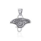 Aboriginal Inspired Manta Ray Sterling Silver Pendant