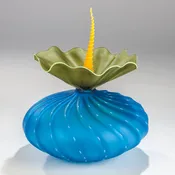 Bobtanical Urchin Art Glass - Aqua Blue, Olive and Mango