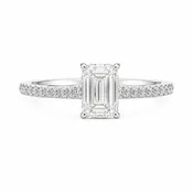 1.00CTW Emerald Cut Lab Grown Diamond 10KT Engagement Ring