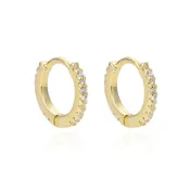 13mm Gold Huggie Earrings with Pavé Diamonds