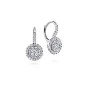 14K White Gold Gabriel & Co. Lusso Drop Diamond Cluster Earrings