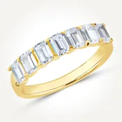 10KT Yellow Gold Seven Stone Emerald Ring 1.40 CT. T.W.