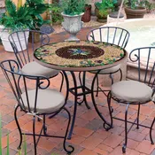 36" KNF Mosaic Patio Table Set w/4 Chairs