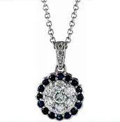 14K White Natural Blue Sapphire & 1/3 CTW Natural Diamond 16-18" Necklace — Design Studio Jewelry