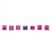 1.25ctw NATURAL Ruby Princess .20ct Blue Sapphire Princess Loose Parcel