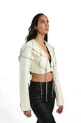 CROP NET WHITE JACKET