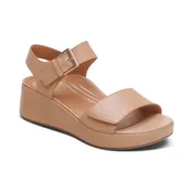 Ariel Adjustable Quarter Strap Wedge Sand Leather Sandal