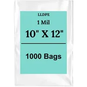 10X12 1 Mil Clear Flat Poly Bags Linear LDPE Open Top
