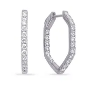 14K White Gold 1.25ct Diamond Hoops