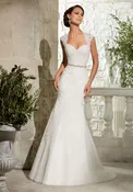 Morilee Bridal Lace Appliques on Net with A Removable Beaded Organza Belt Wedding Dress — Celebrations Bridal and Formal