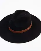 Black Wool Fedora with Trim