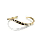 18K Gold Wave Cuff with Black Diamonds