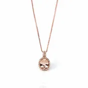 14k Rose Gold Natural Champagne Morganite Pendant with Diamonds
