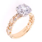 14K Two-Tone Gold 2.5 CT Round Multi-Cut Diamond Engagement Ring Setting | LeeBrant