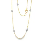 14 Karat Two-Tone Gold 0.70 Carat Bezel Set Diamond Station Necklace - 18"