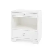 2 Drawer Lacquered Grasscloth Nightstand in 3 Colors