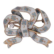 Antique 0.05 Carat Diamond Enamel Flower Bow Brooch