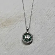 10k White Gold .31ctw Emerald and Diamond Pendant