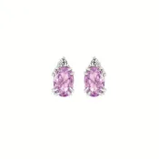0.04Ctw Diamond & Created Alexandrite Birthstone Earrings