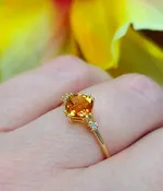 14kt Yellow Gold Citrine Diamond Ring