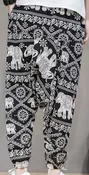 Elephant print wide crotch pants