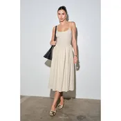Anna Jersey Bodice Poplin Skirt Gathered Midi Dress
