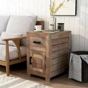 23-inch solid wood storage side table in warm country tones