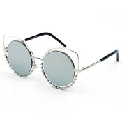 A21 Women Pearl-Studded Cut-Out Cat Eye Sunglasses