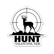 Black and White "Hunt Valentine Neb." Deer Scope Vinyl Sticker