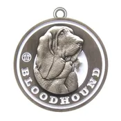 Bloodhound Dog Id Tag Antique Silver Finish
