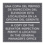AC Hotel Informational Sign - Elevator Inspection Permit Location (Bilingual)