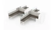 4-Person Open Low 8×8 Cubicle with Glass Stacker